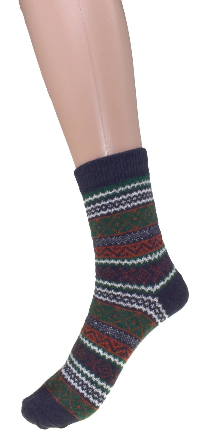 Chaussettes motif géométrique - Bas tricotés chauds avec angora