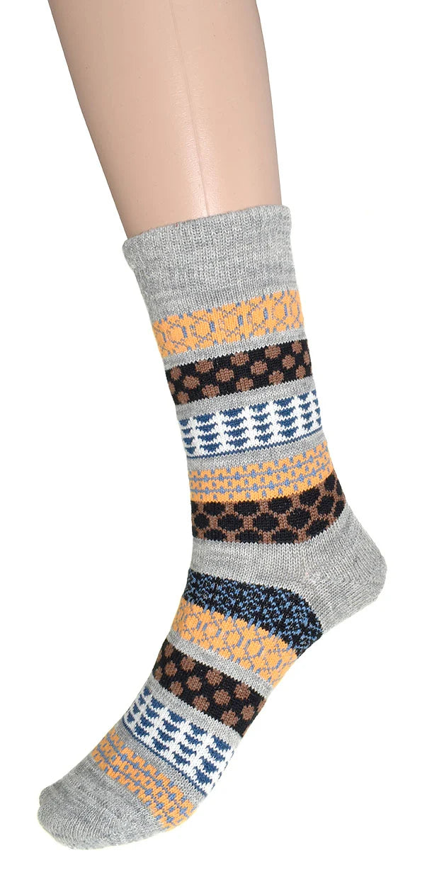 Chaussettes motif géométrique - Bas de coton tricotés à rayures