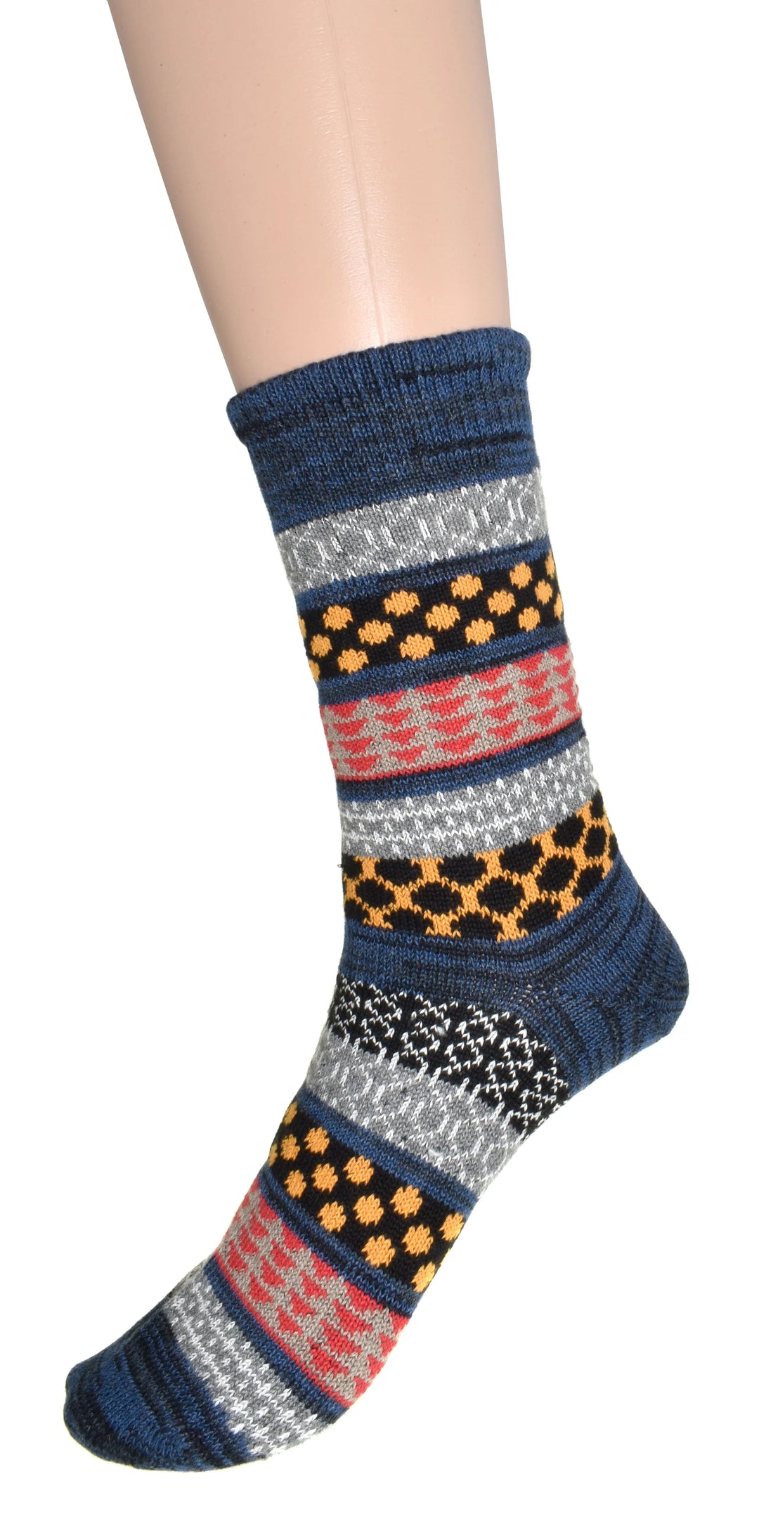 Chaussettes motif géométrique - Bas de coton tricotés à rayures