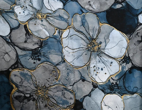 Écharpe florale aquarelle - En viscose et laine