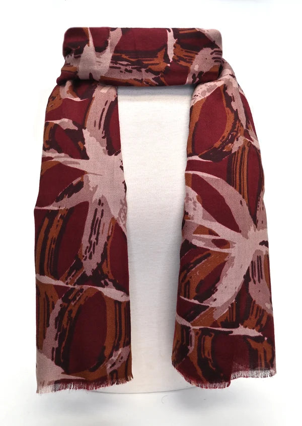 Écharpe à motif floral - En viscose et laine