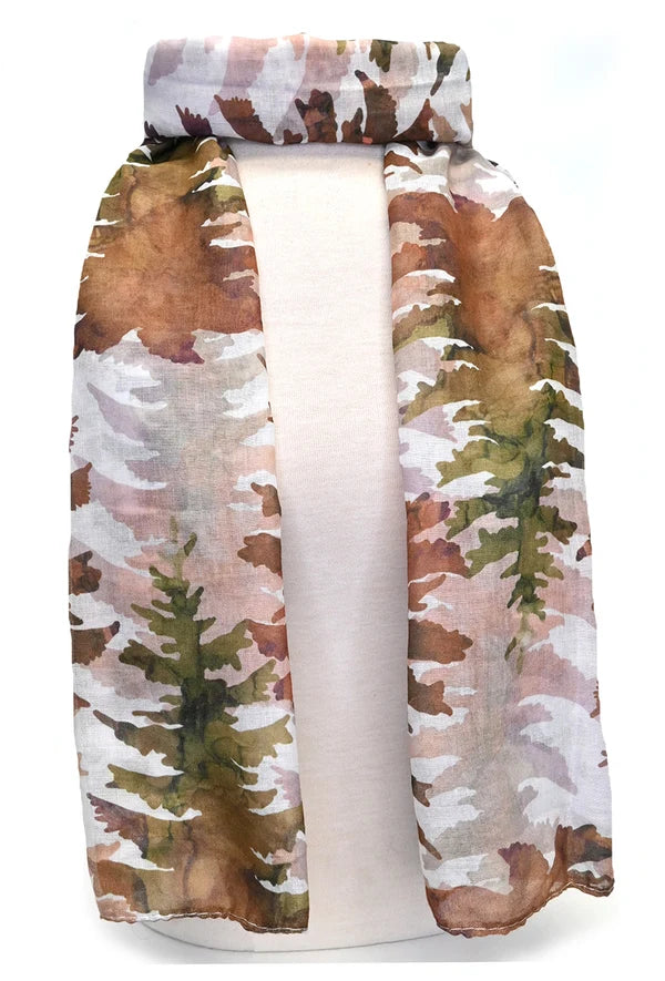 Écharpe imprimée forêt de pins - Léger et doux en viscose