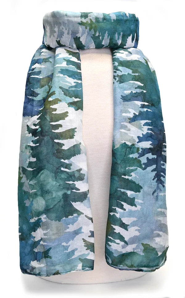Écharpe imprimée forêt de pins - Léger et doux en viscose