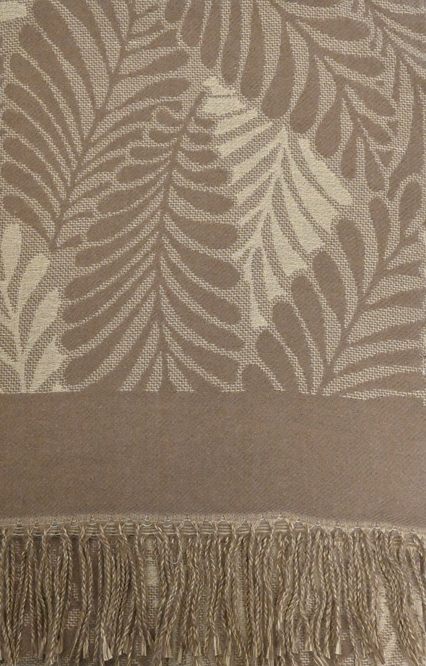 Écharpe à motifs de feuilles de fougère - Douce et chaude à franges