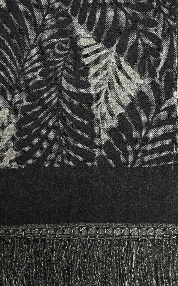 Écharpe à motifs de feuilles de fougère - Douce et chaude à franges