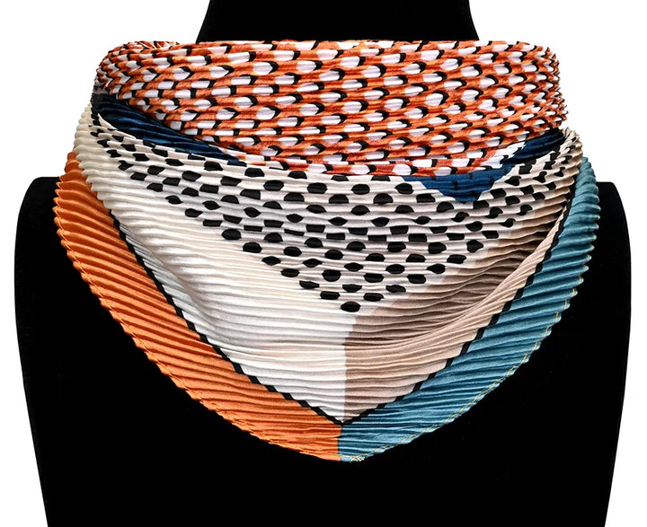 Foulard carré plissé géométrique - Accessoire coloré