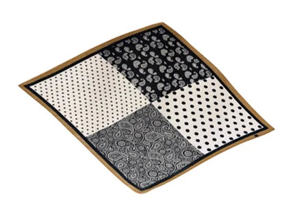 Foulard carré plissé motifs cachemire et pois - Contrasté au toucher soie