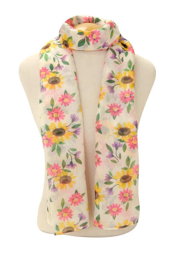 Foulard imprimé tournesols – viscose coton doux et enveloppant