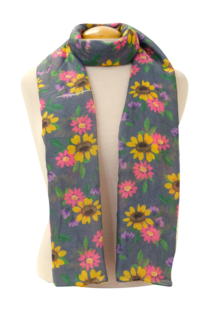 Foulard imprimé tournesols – viscose coton doux et enveloppant