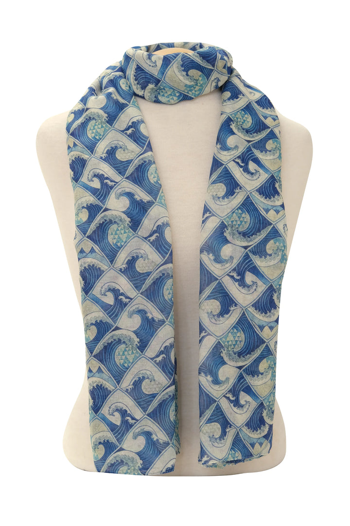 Foulard à motif de vagues – viscose coton