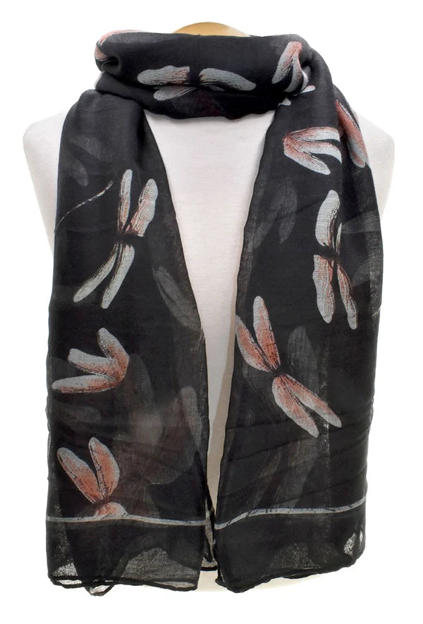 Foulard imprimé libellules - Tissu voilé doux