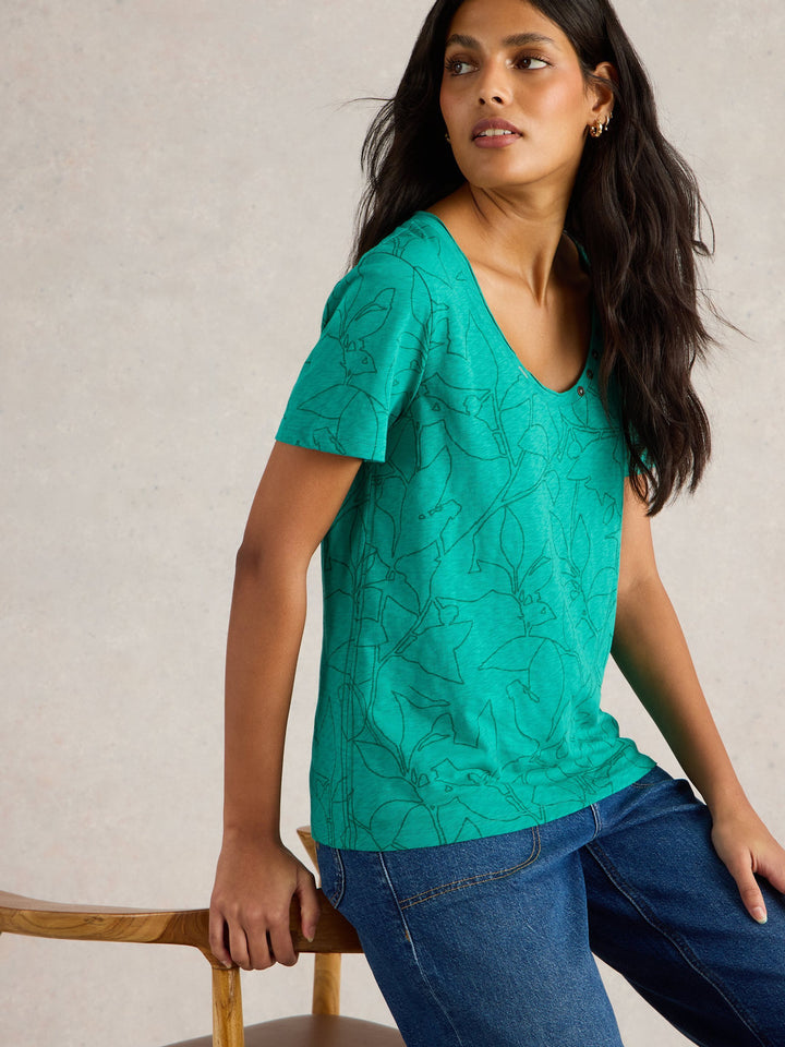 T-shirt avec un col rond et des boutons Nadia