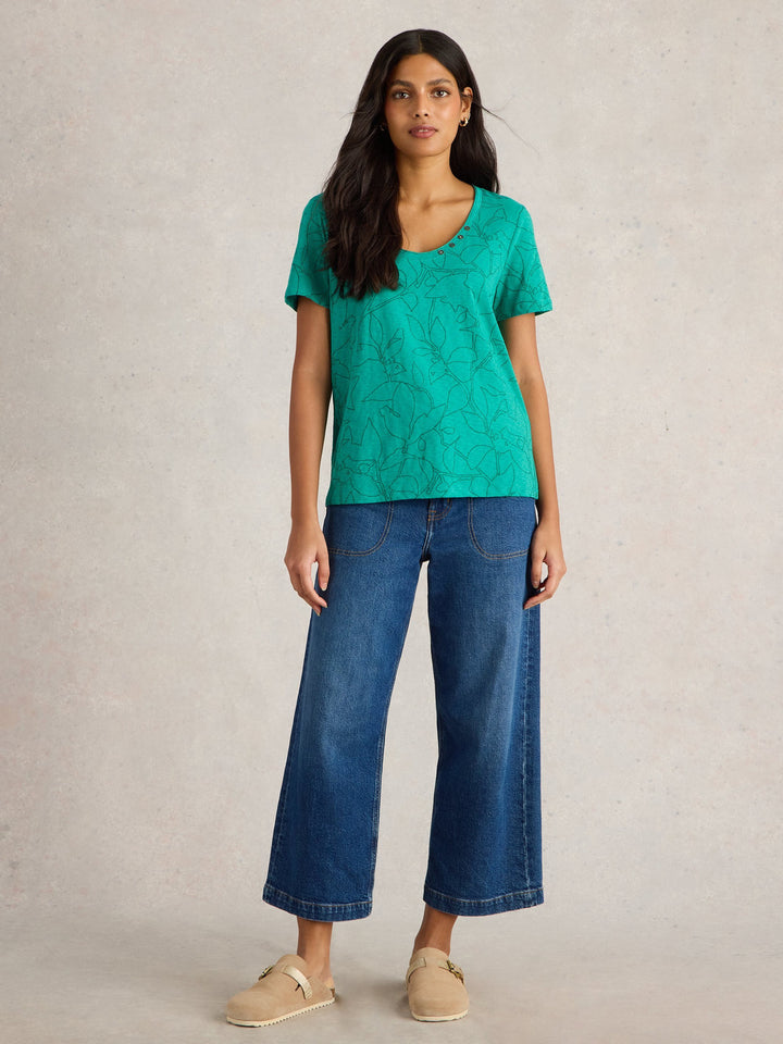 T-shirt avec un col rond et des boutons Nadia