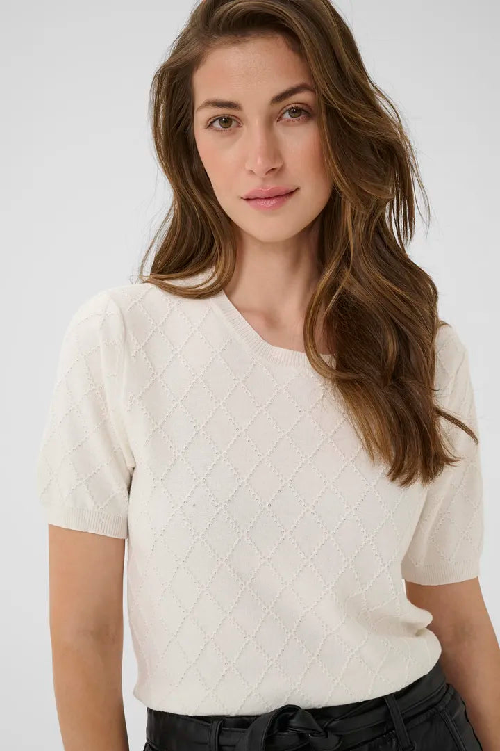 T-shirt doux avec losanges brodés Hanis