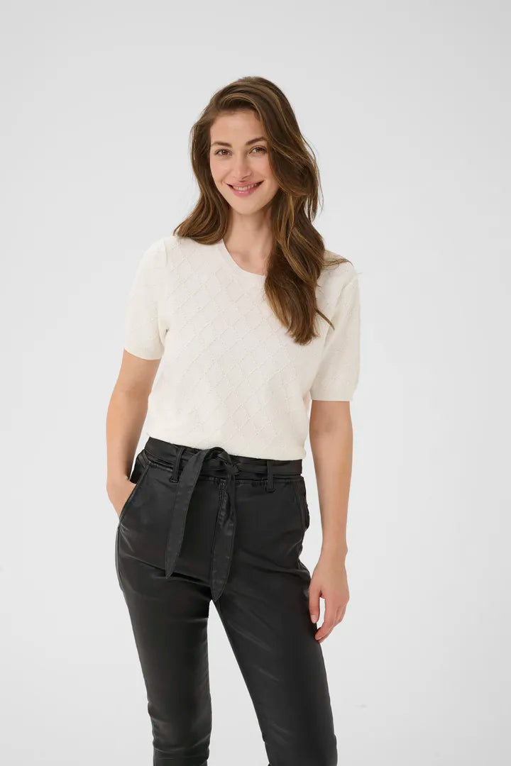 T-shirt doux avec losanges brodés Hanis