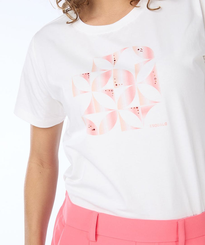 T-shirt fleurs géométriques