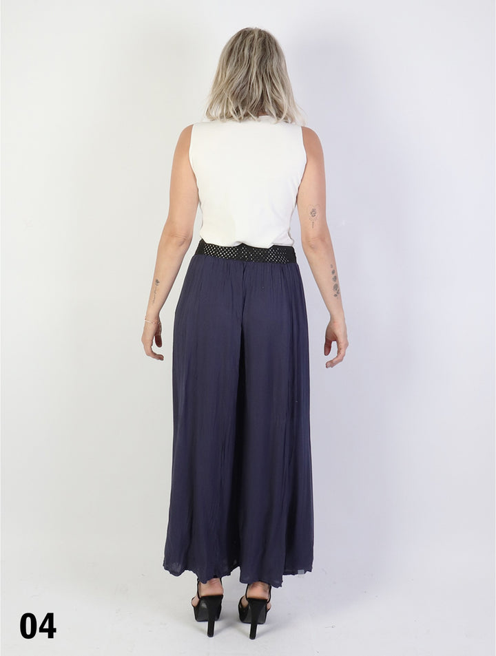 Pantalon ample uni pleine longueur – Fluide et polyvalent