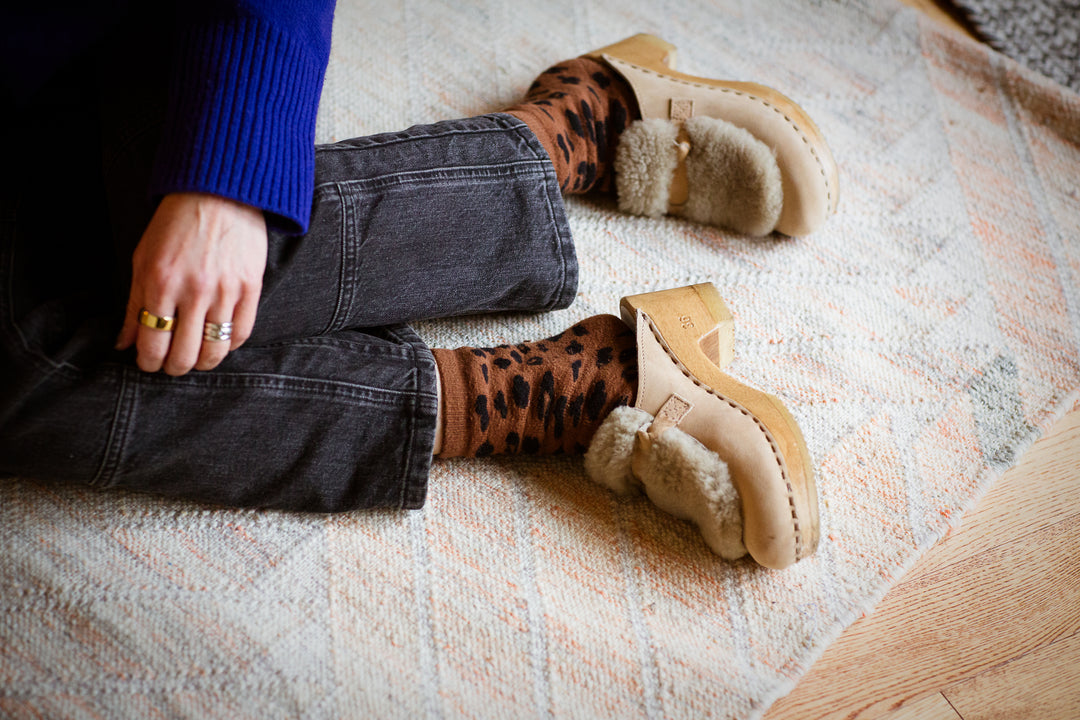 Chaussettes en coton mélangé imprimé léopard