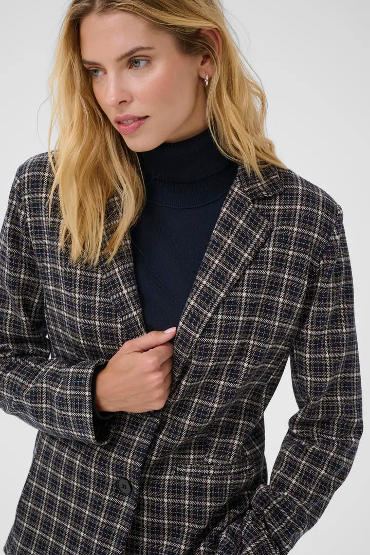 Veston à carreaux fins dans une teinte marine Vineke