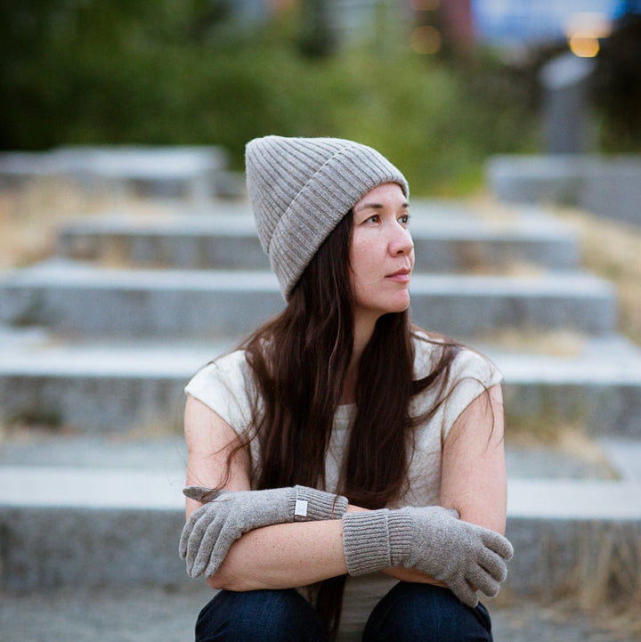 Gants en mérinos et cachemire à revers