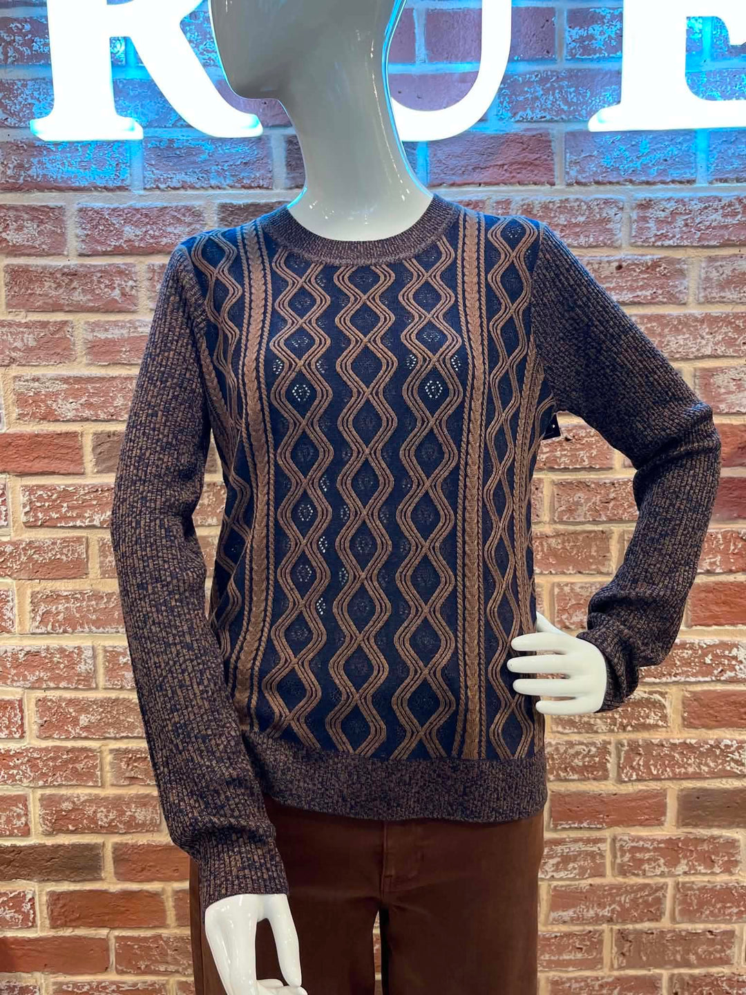 Chandail texturée à motifs - Manches longues et touche de laine