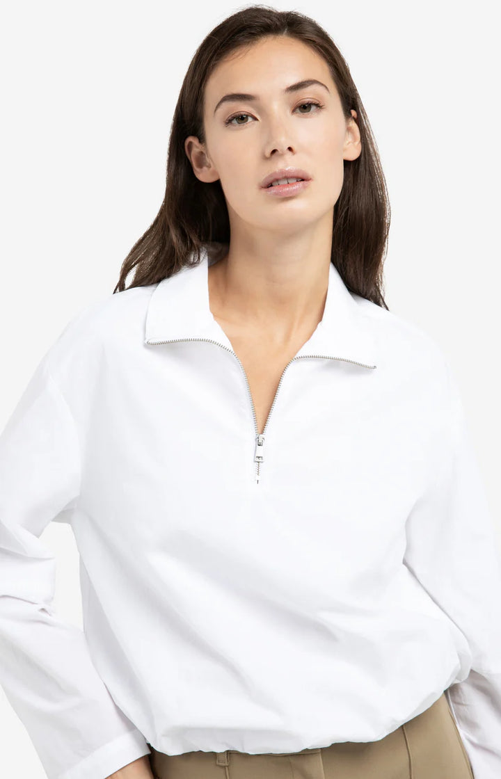 Blouse ample effet ballon – Coton respirant avec fermeture à glissière