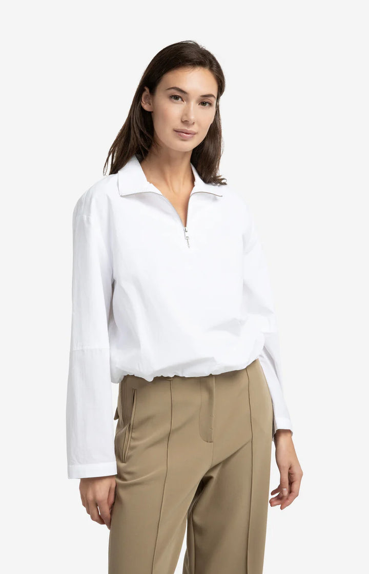 Blouse ample effet ballon – Coton respirant avec fermeture à glissière