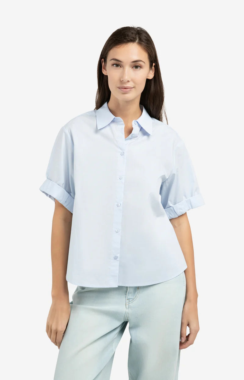 Blouse aérienne en coton - Manches courtes à revers