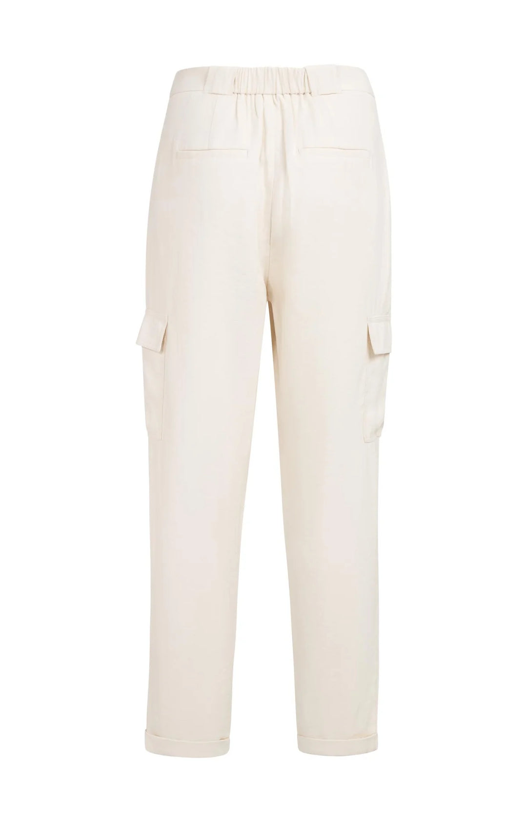 Pantalon cargo fluide à jambes droites - Avec plis et revers aux chevilles