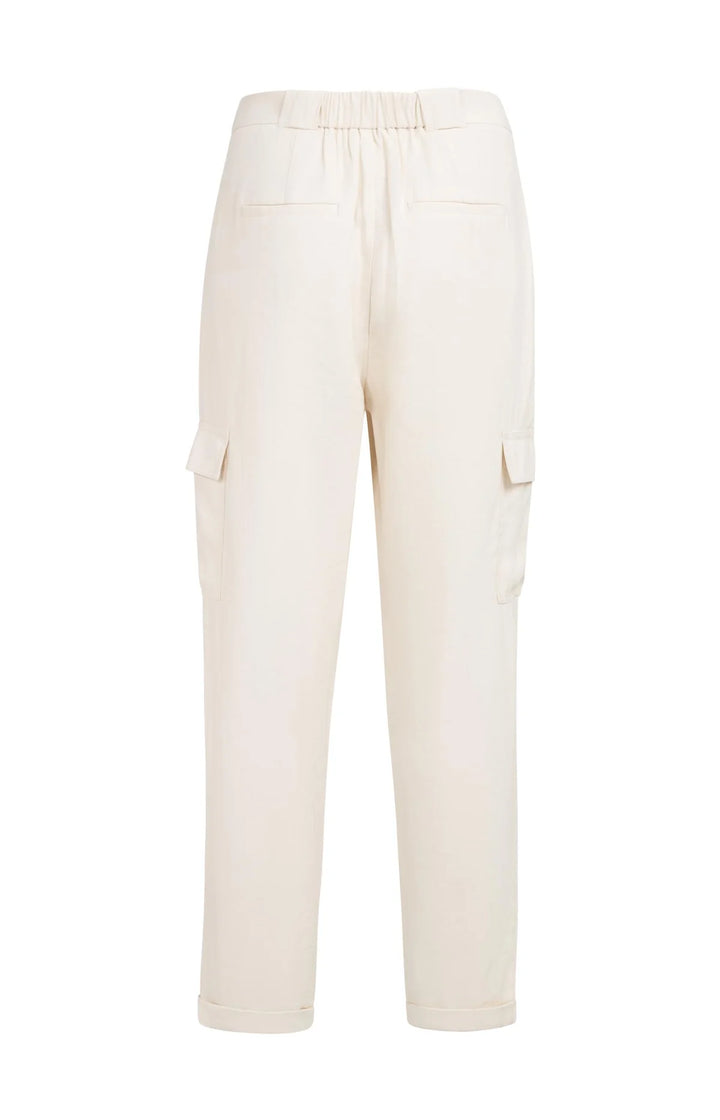 Pantalon cargo fluide à jambes droites - Avec plis et revers aux chevilles