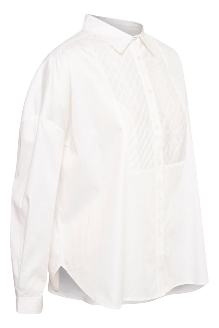 Chemise blanche à bavette texturée
