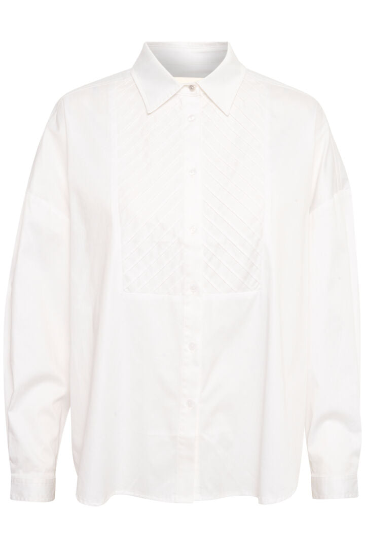 Chemise blanche à bavette texturée