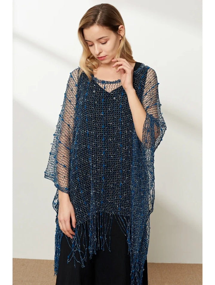 Blouse en maille crochet avec franges - Silhouette fluide