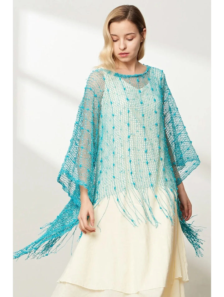 Blouse en maille crochet avec franges - Silhouette fluide