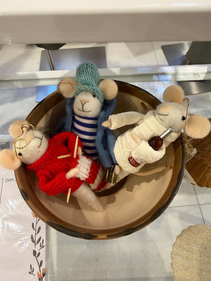 Figurine souris bouteille de vin - Ornement de Noël