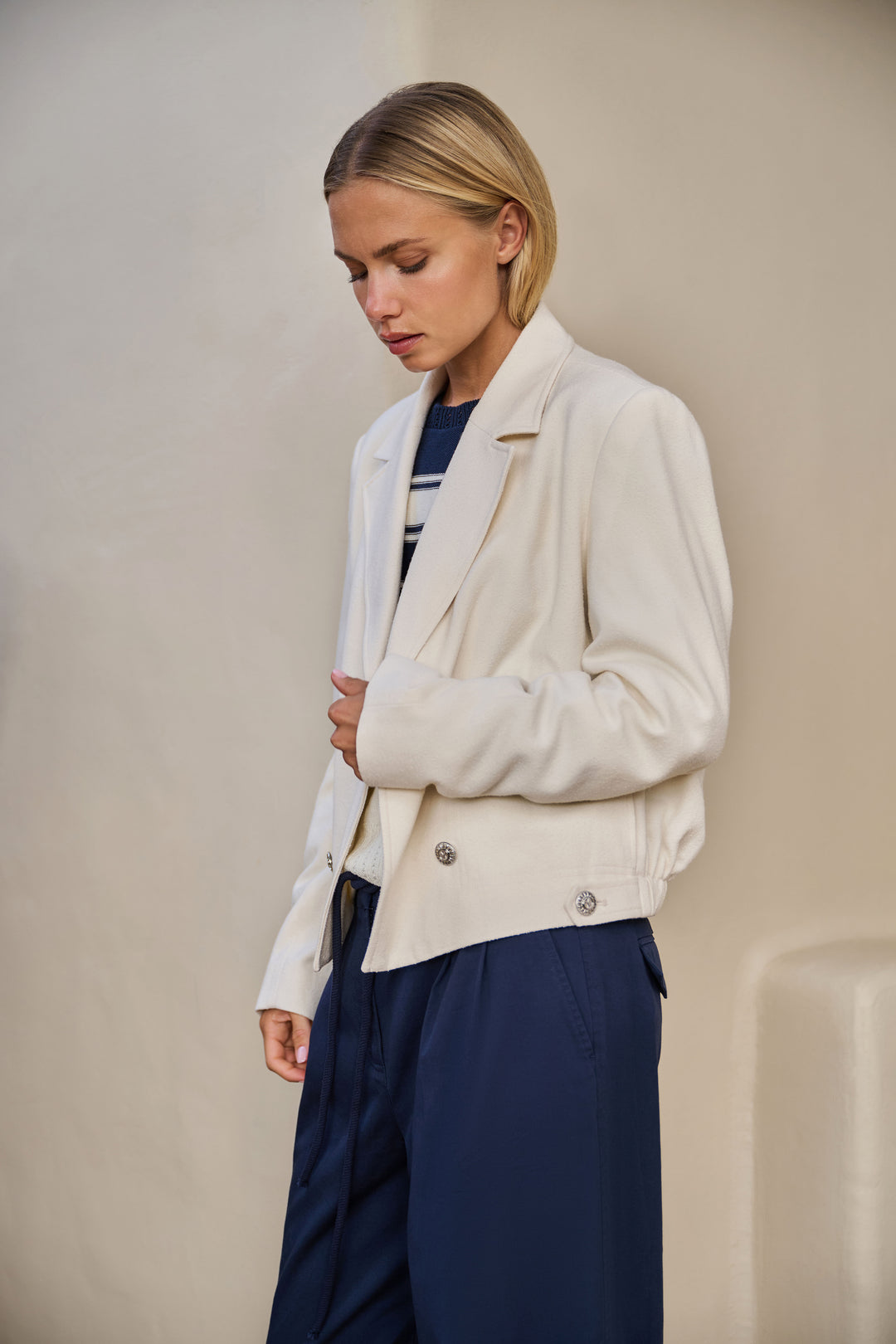 Pantalon large à cordon - En coton tissé à taille haute élastiquée