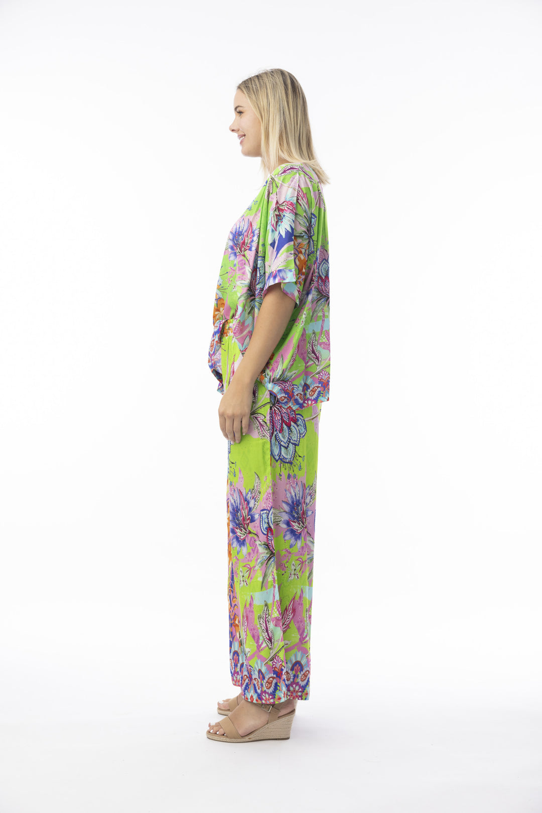 Pantalon large à imprimé vibrant