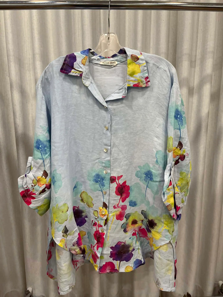 Blouse boutonnée à imprimé floral Seraphina - Coupe décontractée