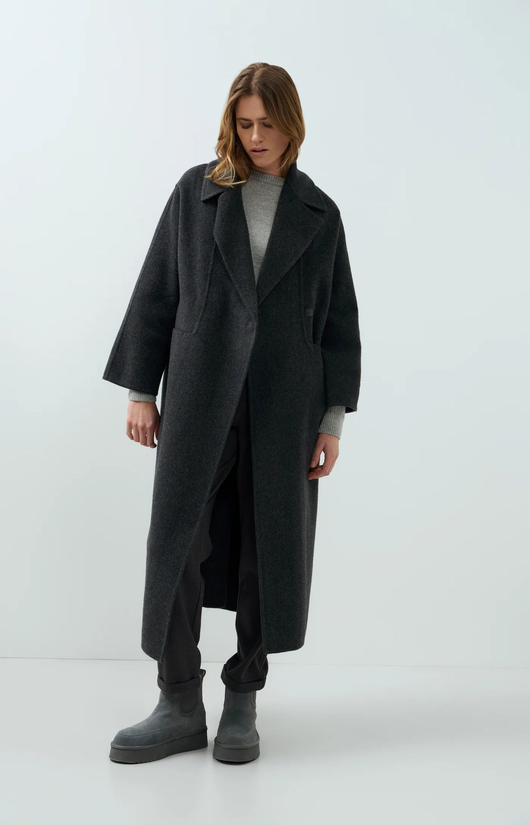 Manteau long oversize en mélange de laine - Long et structuré