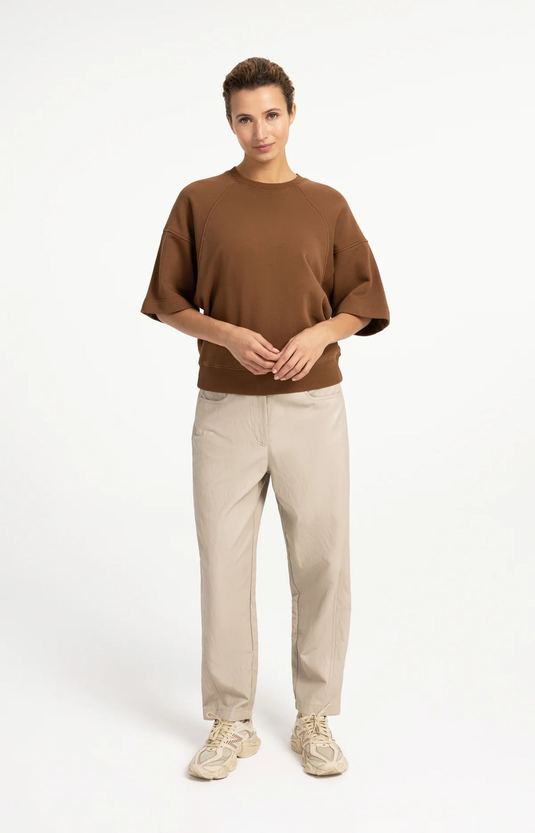 Pantalon en simili cuir avec détails de coutures - Taille mi-haute