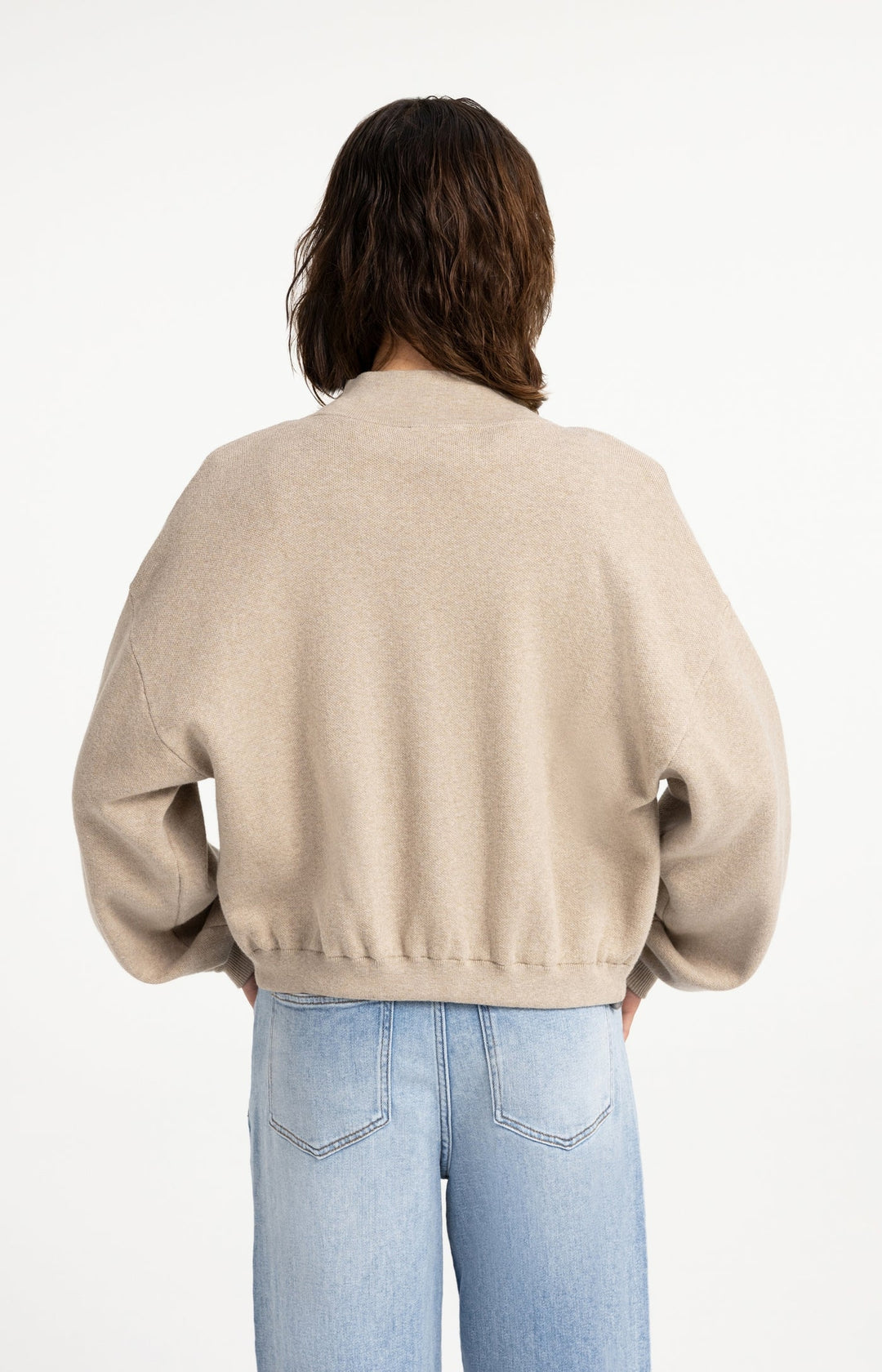 Cardigan jacquard zippé à manches longues - En coton au style urbain et décontracté