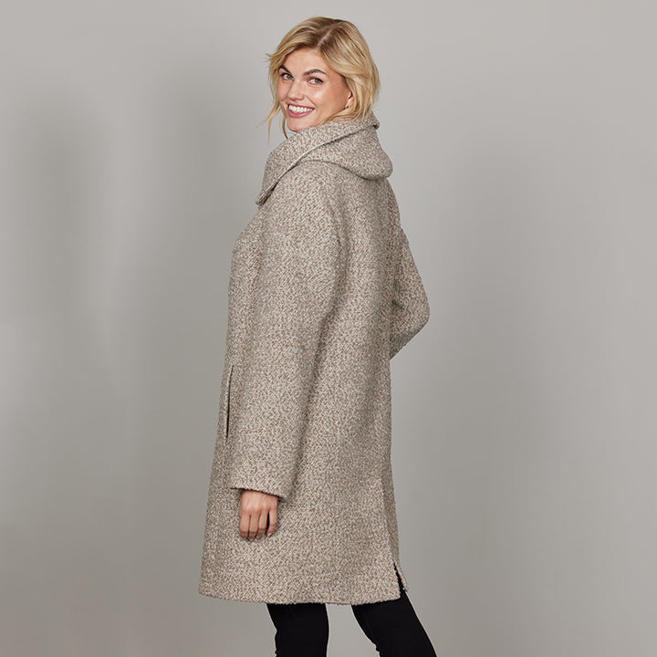 Manteau col haut en laine bouclée