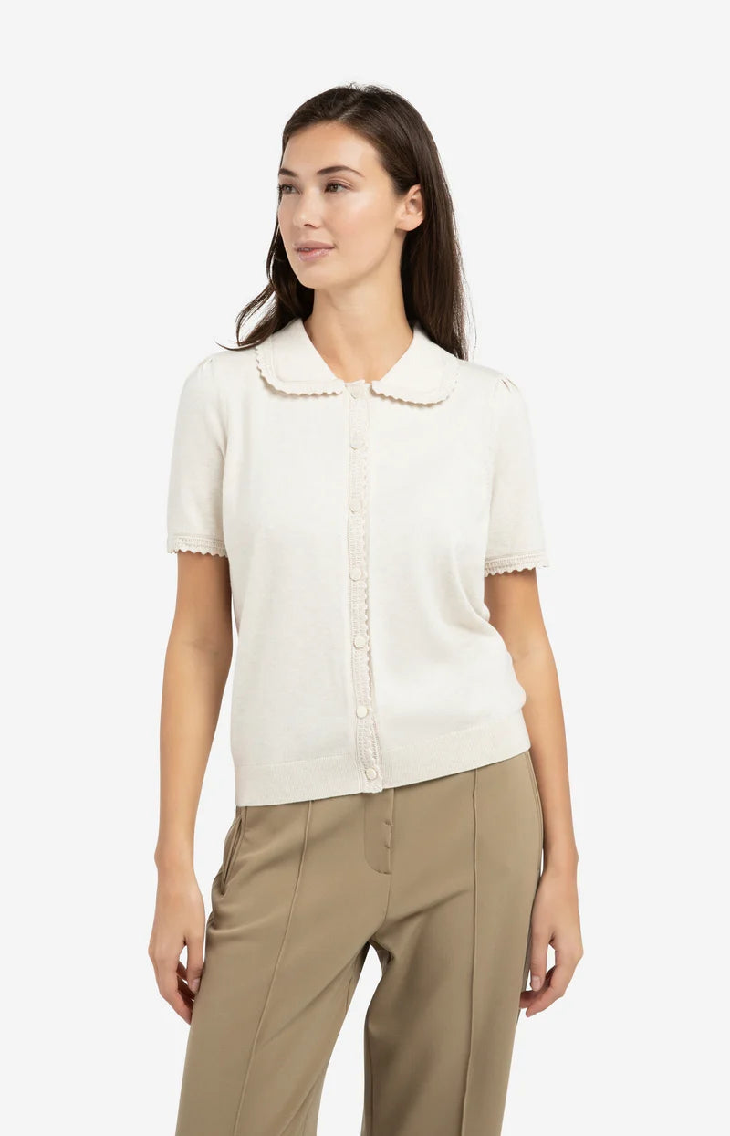 Cardigan en maille fine – Manches courtes col chemise boutonné