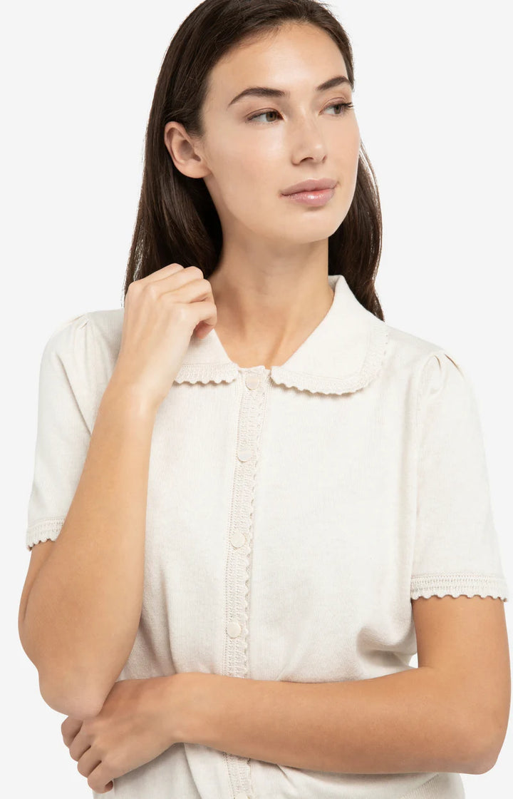 Cardigan en maille fine – Manches courtes col chemise boutonné