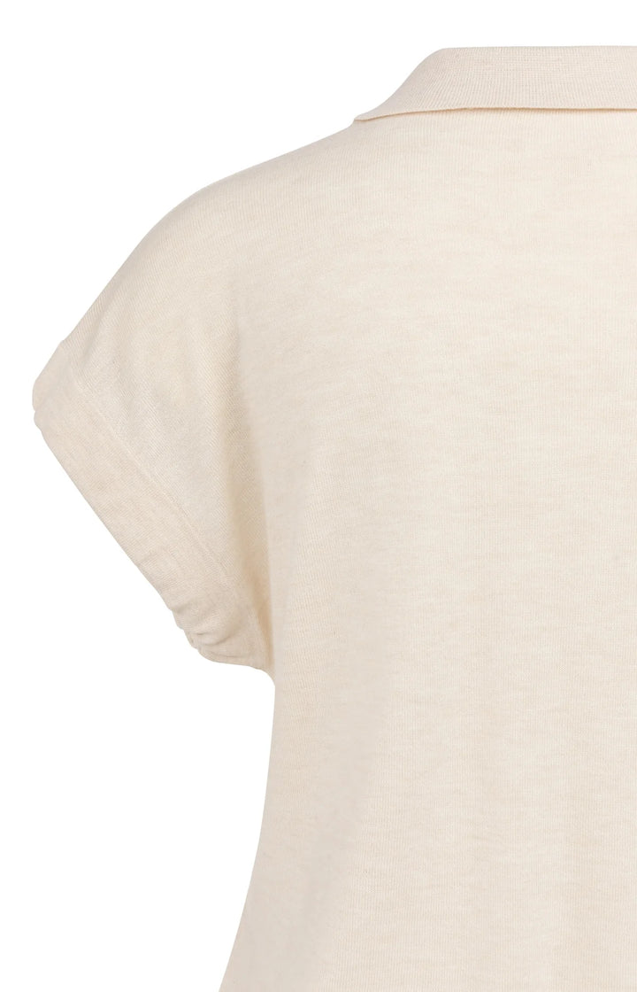 Haut en tricot fin de viscose et cachemire - Avec cordon de serrage et col classique