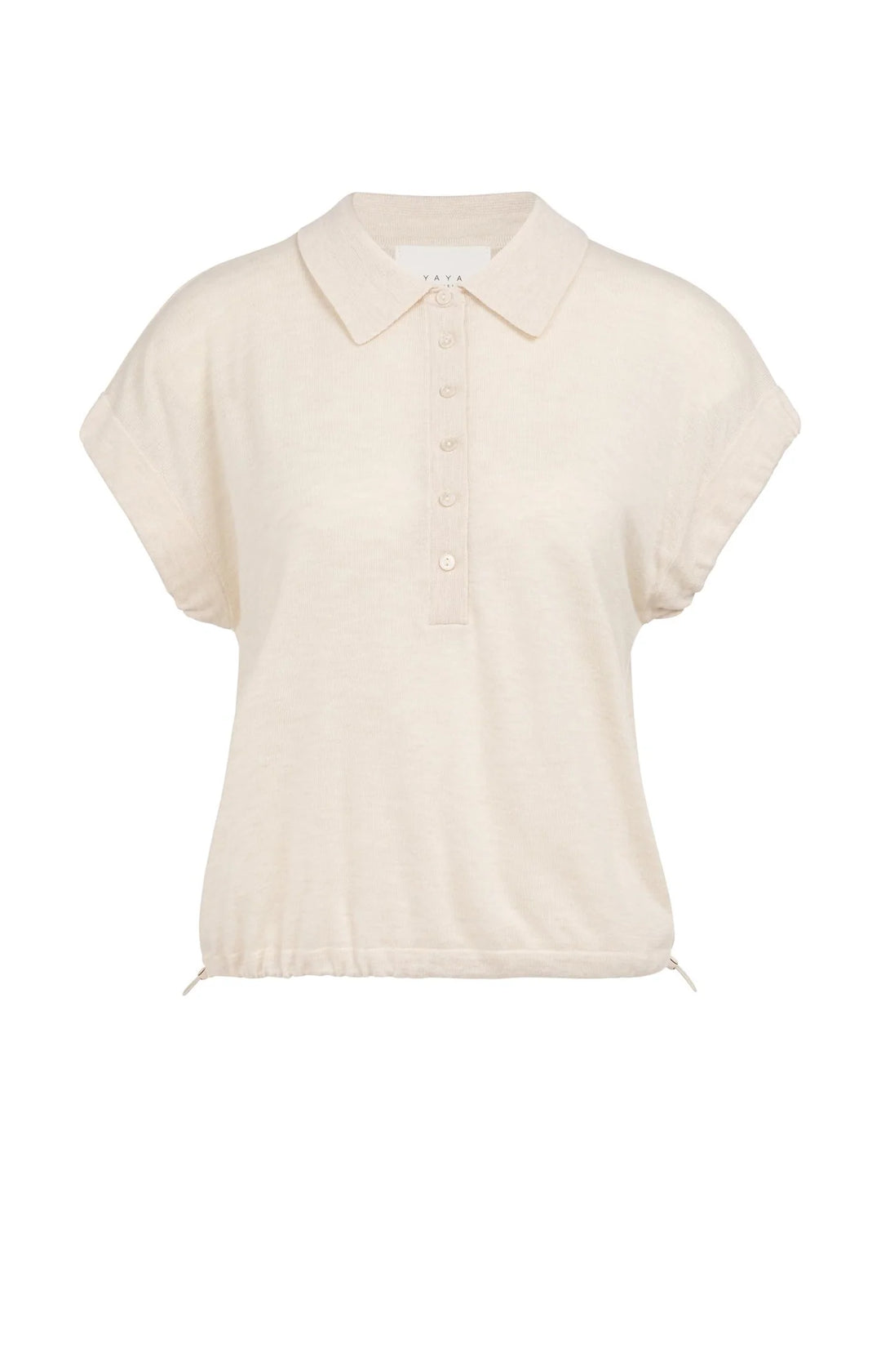 Haut en tricot fin de viscose et cachemire - Avec cordon de serrage et col classique