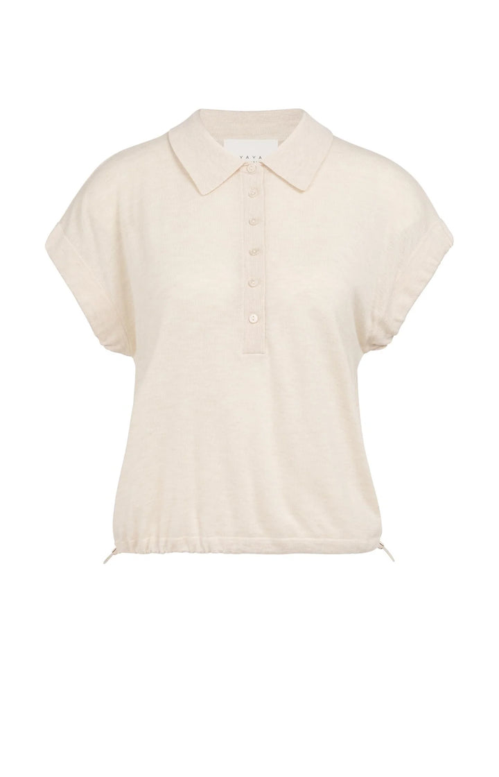 Haut en tricot fin de viscose et cachemire - Avec cordon de serrage et col classique