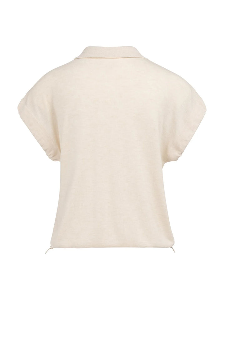 Haut en tricot fin de viscose et cachemire - Avec cordon de serrage et col classique