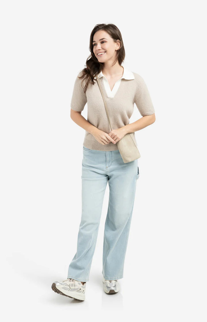 Polo en maille fine - Mélange luxueux avec alpaga et col contrasté