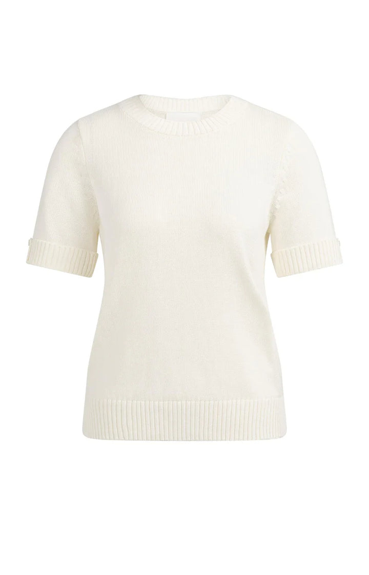 Pull en maille fine avec revers - Mélange naturel de coton et lin